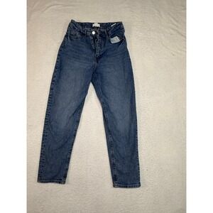 HM High Waisted Mom Jeans Medium Wash Blue Denim Tapered Leg Size 4